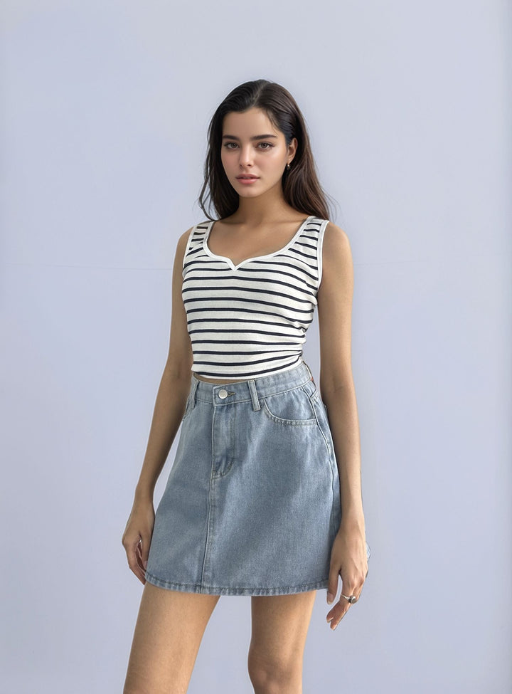 Blue Mini Denim Skirt