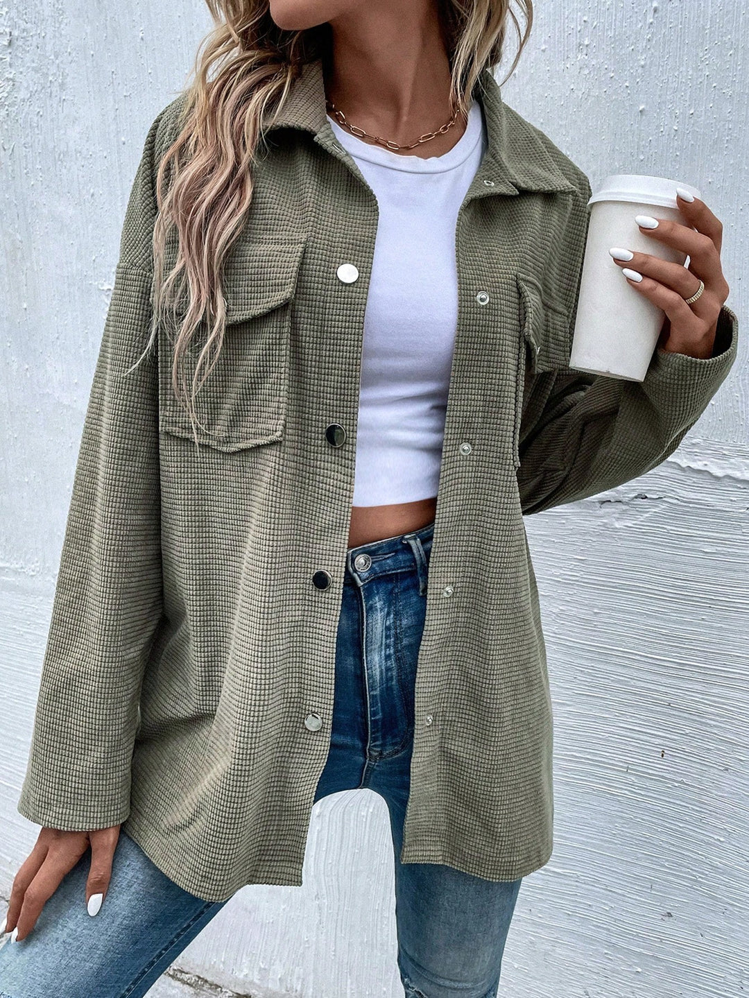 Green Corduroy Long Shirt