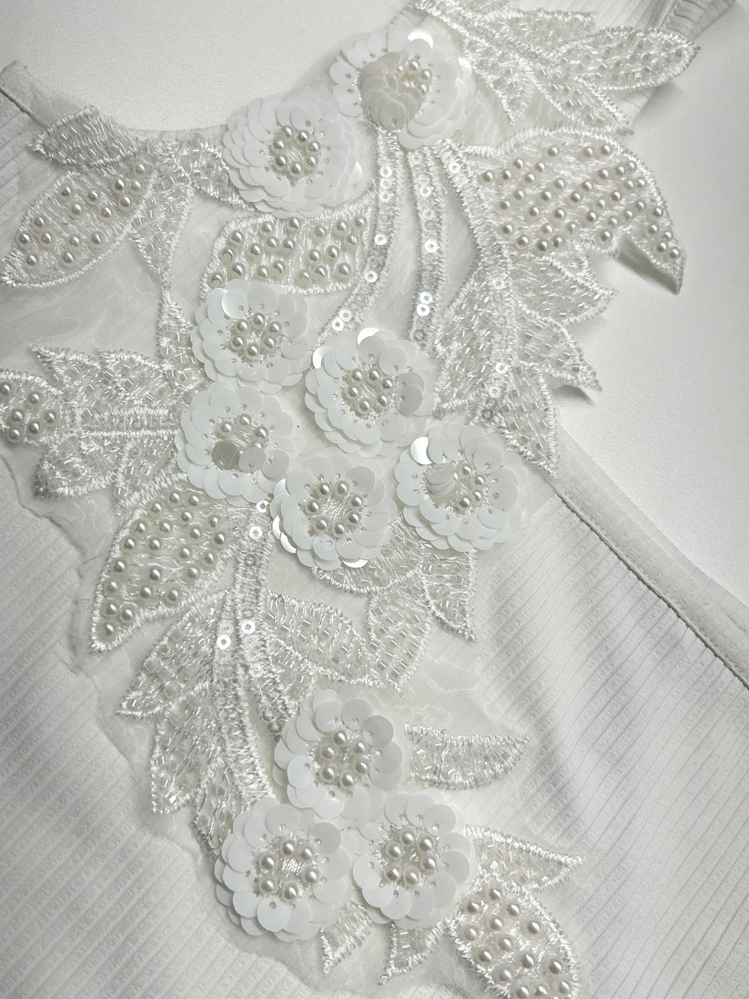 White Square Neck Tank Top With Rosette Detail