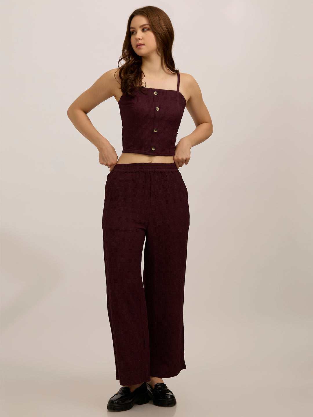 Maroon Top & Pant Vacay Co-Ord Set