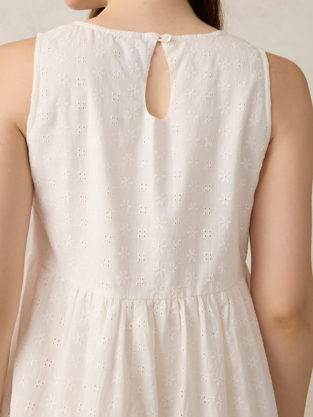 White Mini Tiered Schiffli Dress