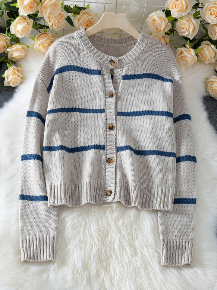 Grey Full Sleeves Button Down Cardigans