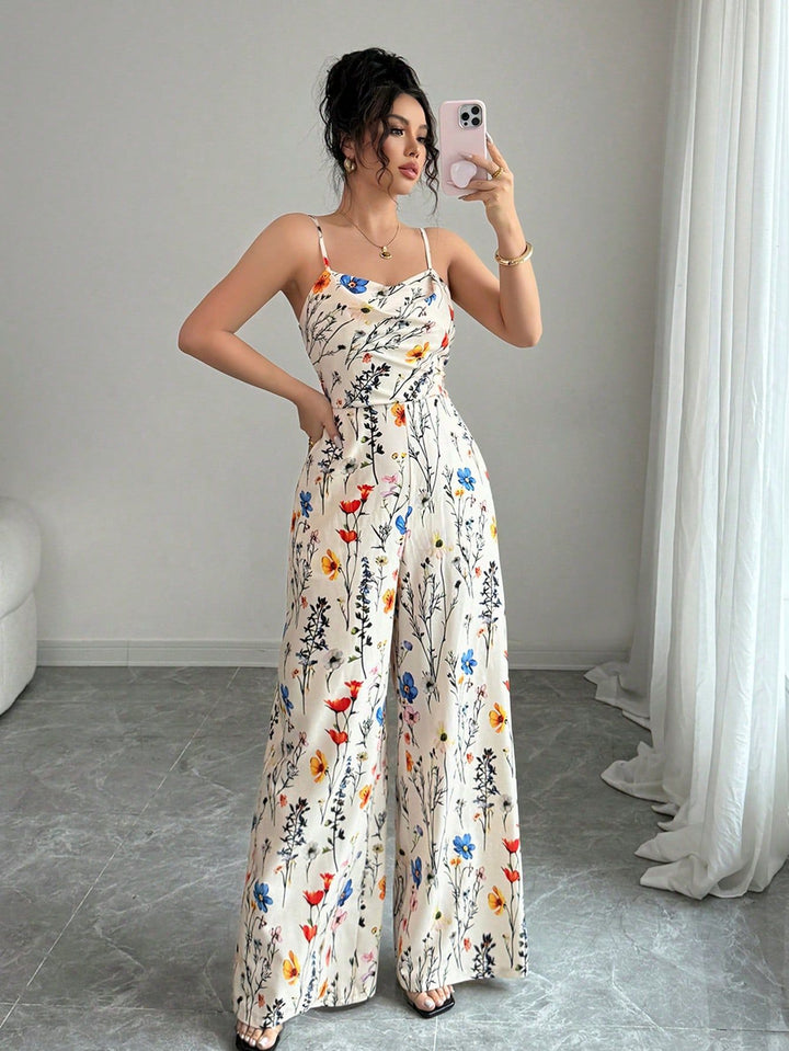 Multicolor Shoulder strap printed Jumpsuit