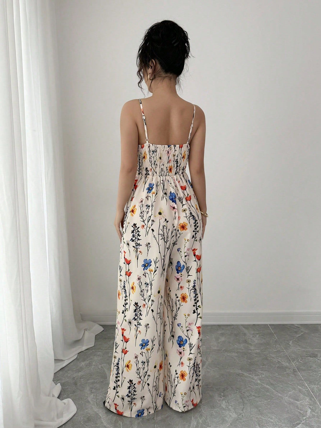 Multicolor Shoulder strap printed Jumpsuit