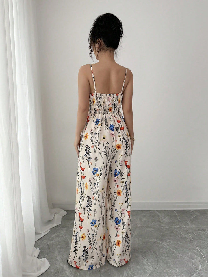 Multicolor Shoulder strap printed Jumpsuit