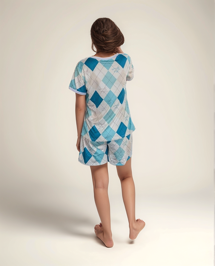 Blue Checks Top and Shorts Co-Ord Set
