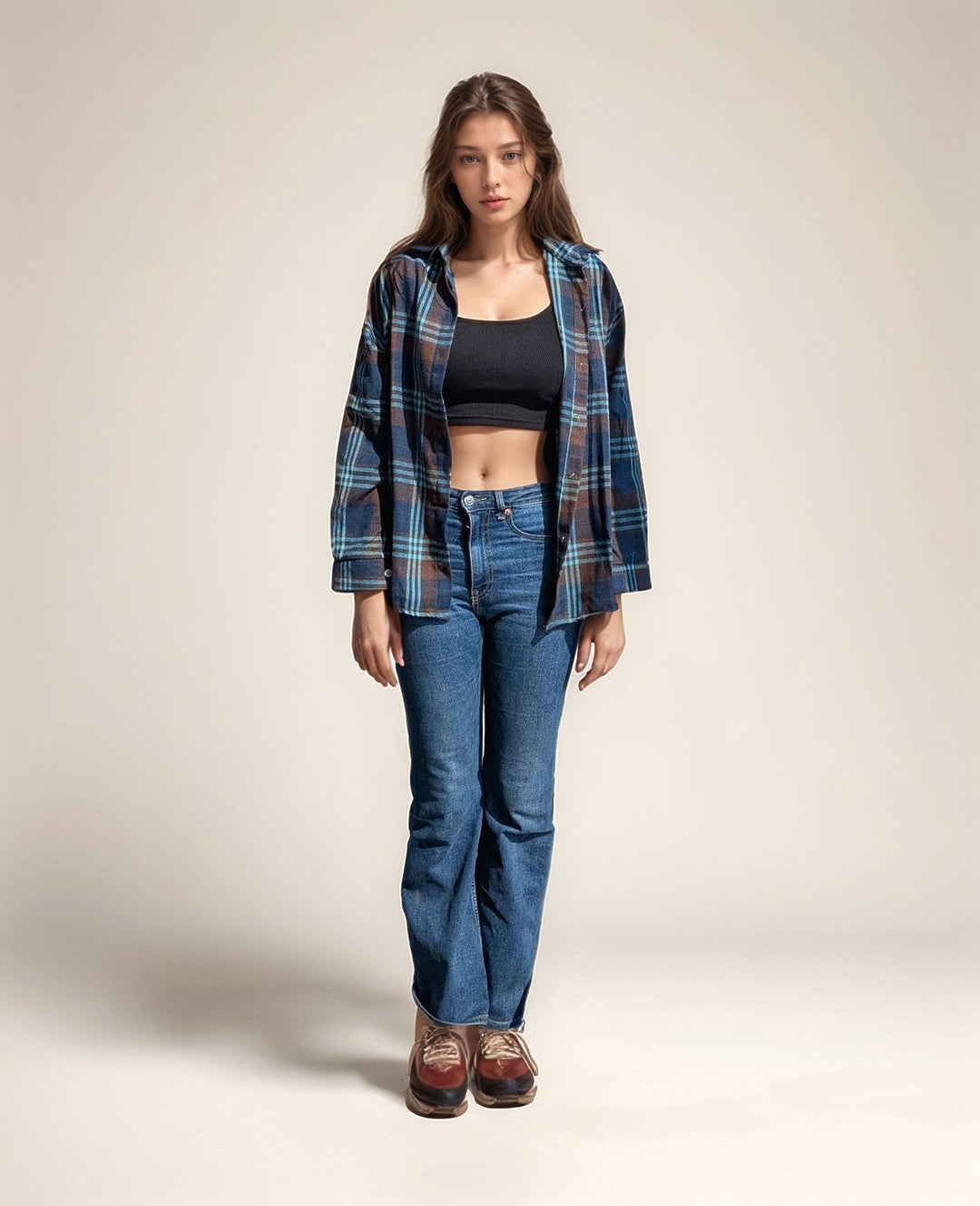 Blue Checkered Long Sleeve Shirt