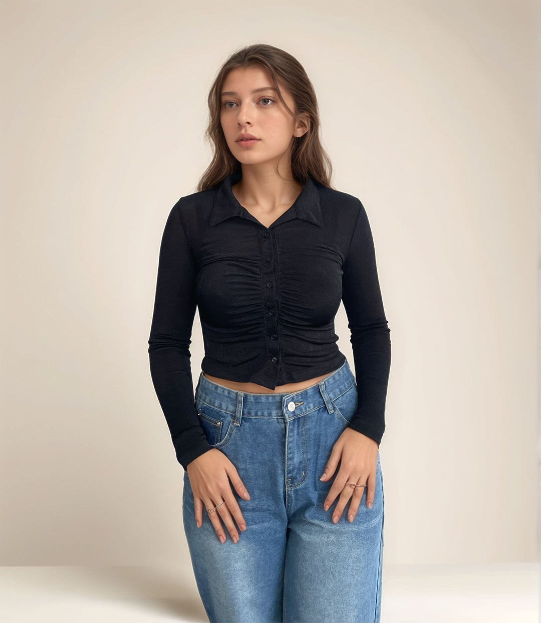 Blue High Rise Stylized Pocket Denim