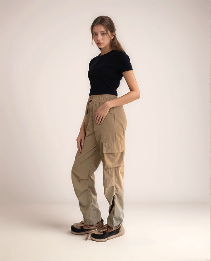 Khaki Parachute Cargo Pants