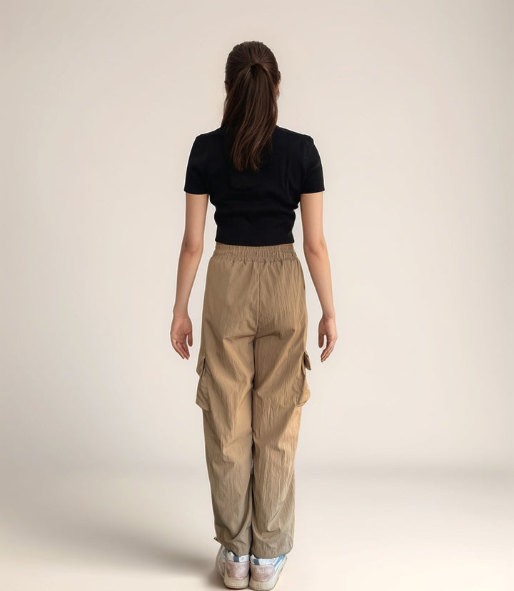 Khaki Parachute Cargo Pants