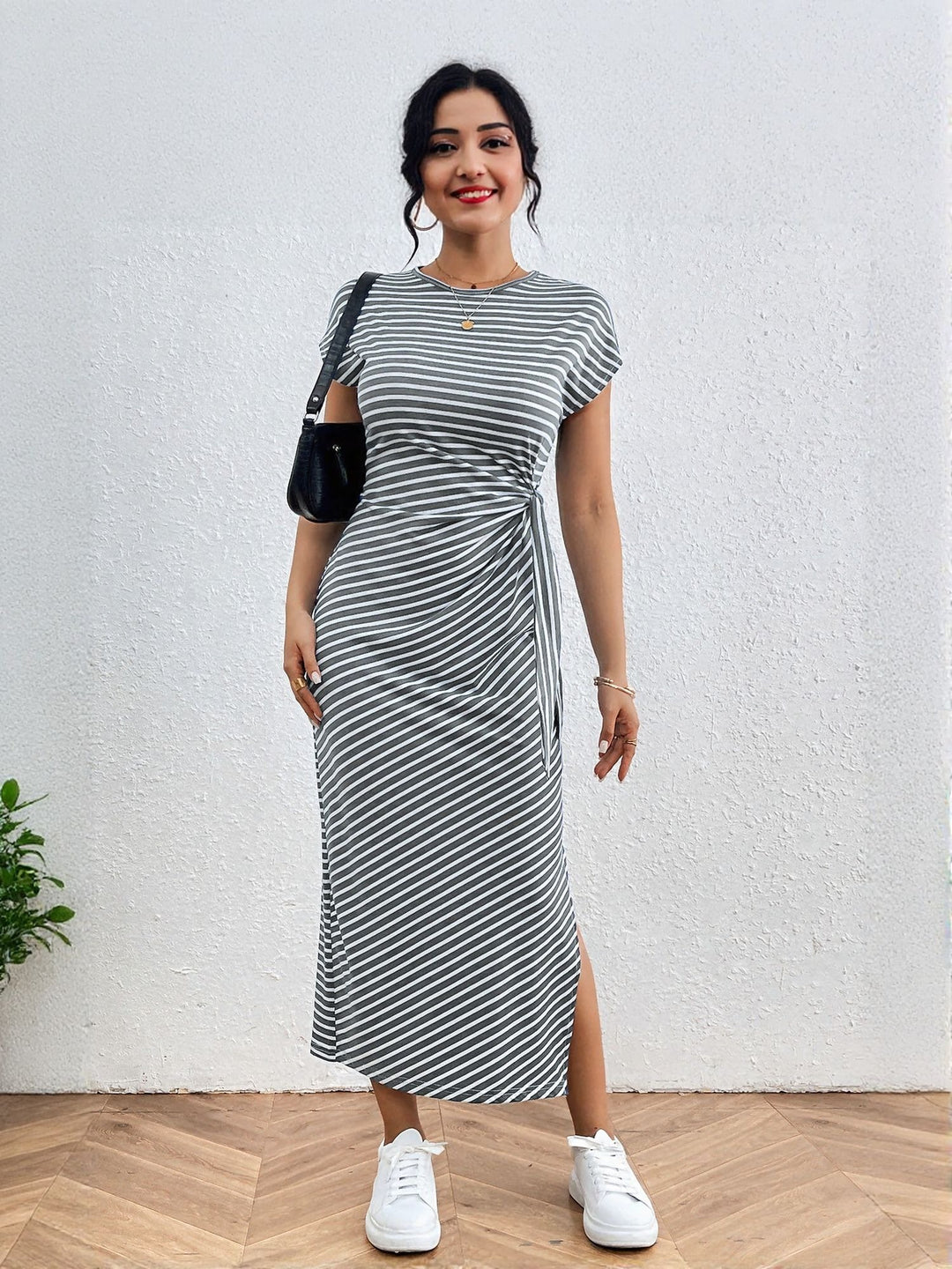 Grey Sleeveless Side Slit Maxi Dress
