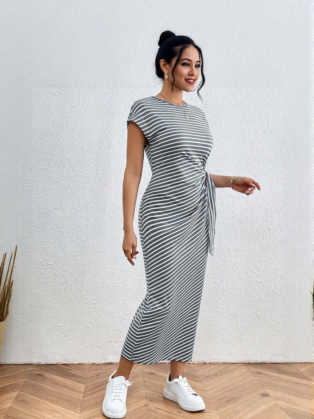 Grey Sleeveless Side Slit Maxi Dress