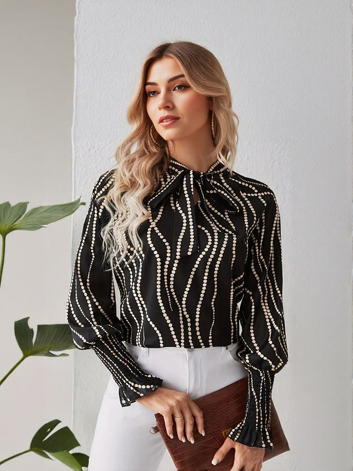 Black High Neck Twist Detail Blouse