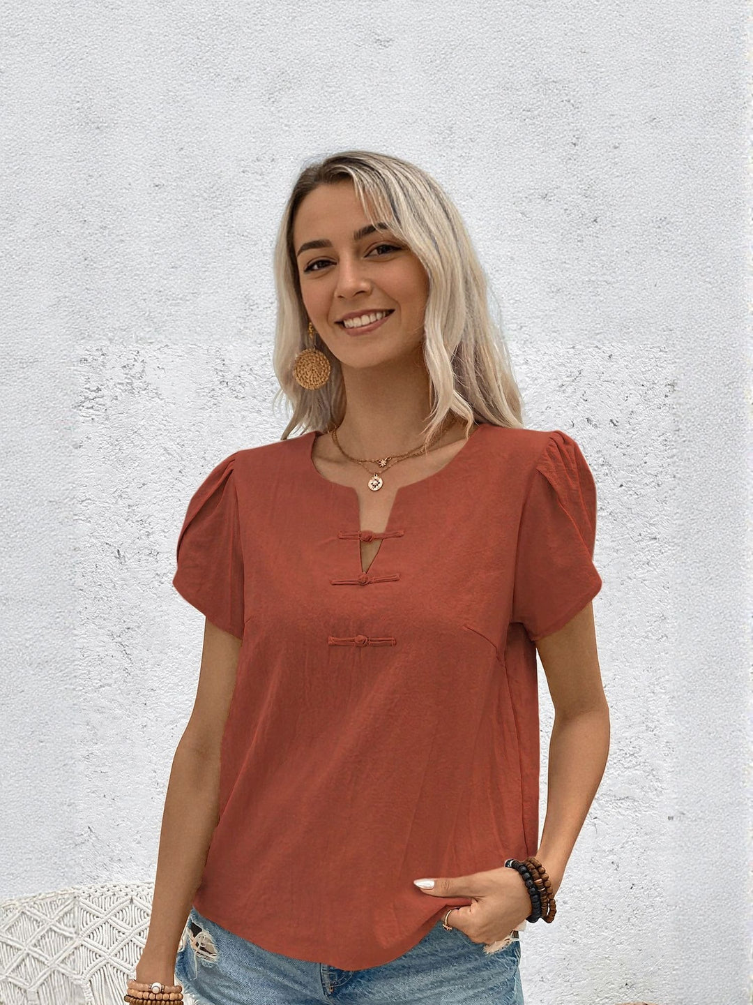 Rust Petal Sleeve Top