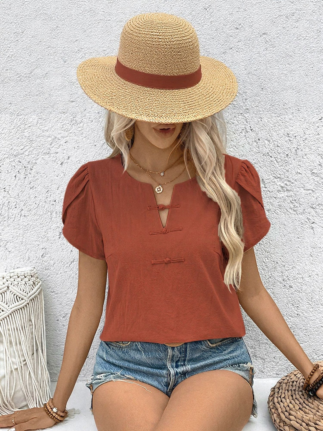 Rust Petal Sleeve Top