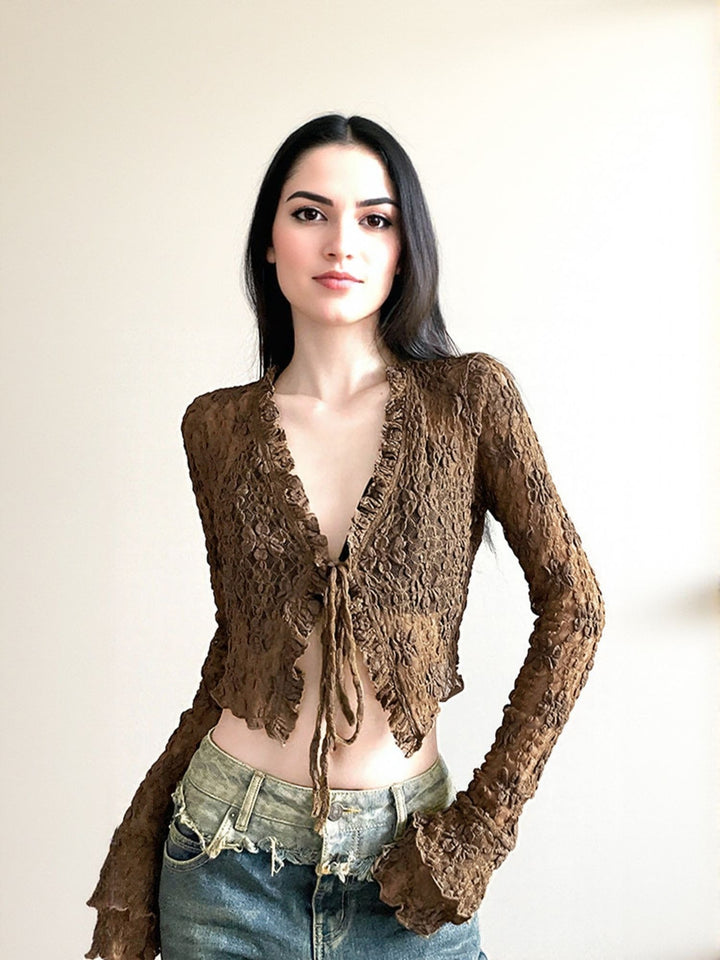 Cardigan Top With Tie Up