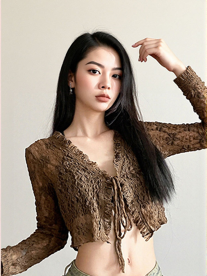 Cardigan Top With Tie Up