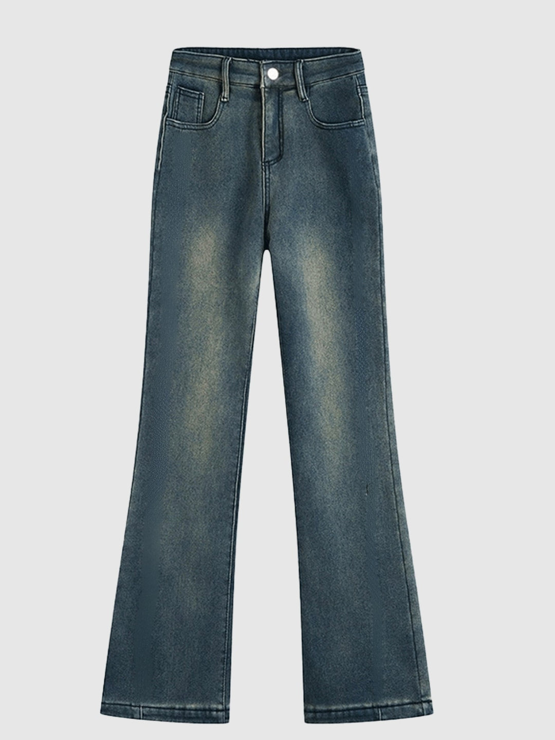 Blue Pin-Striped Flared Denim