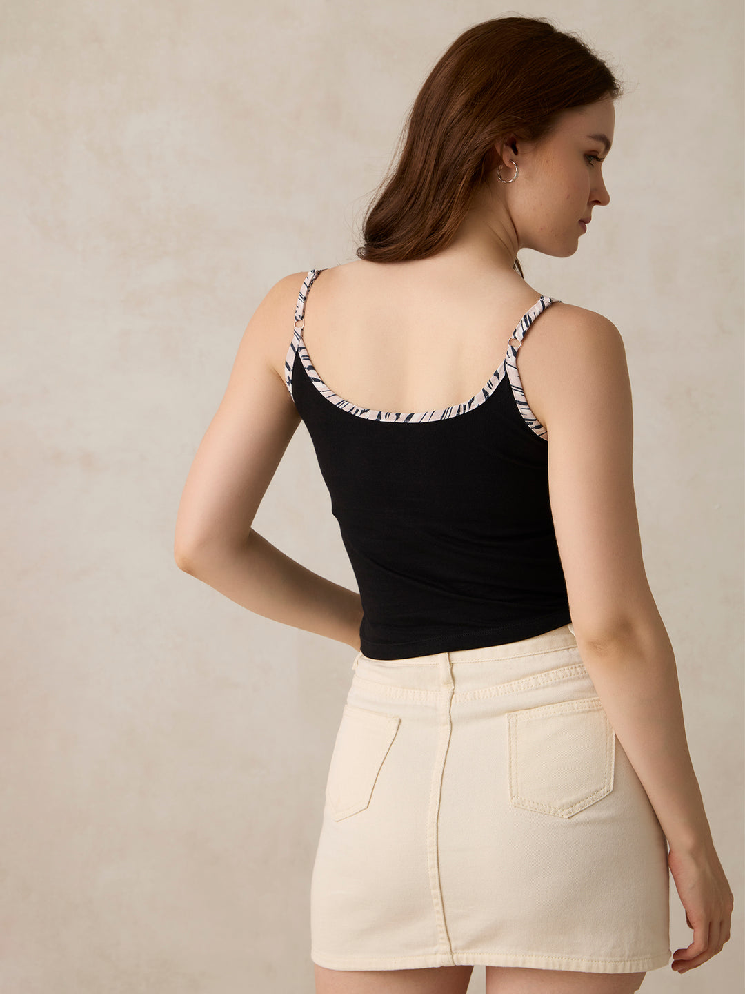 Black Contrast Strap Cami