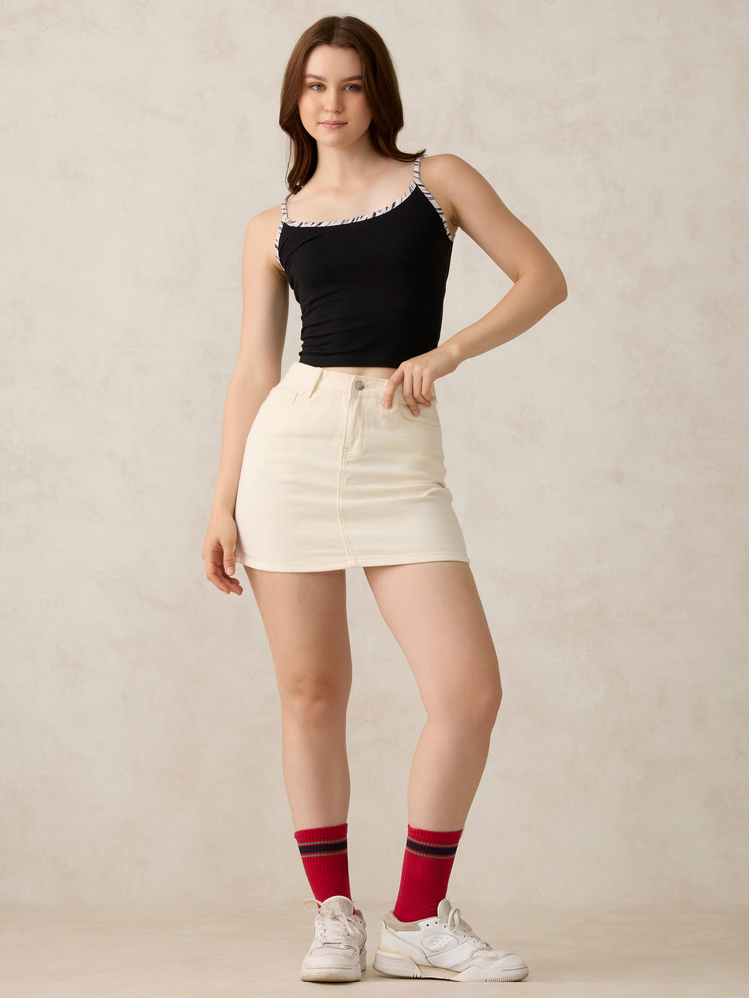Black Contrast Strap Cami