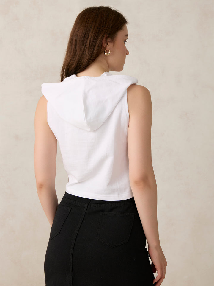 White Sleeveless Boxy T-Shirt