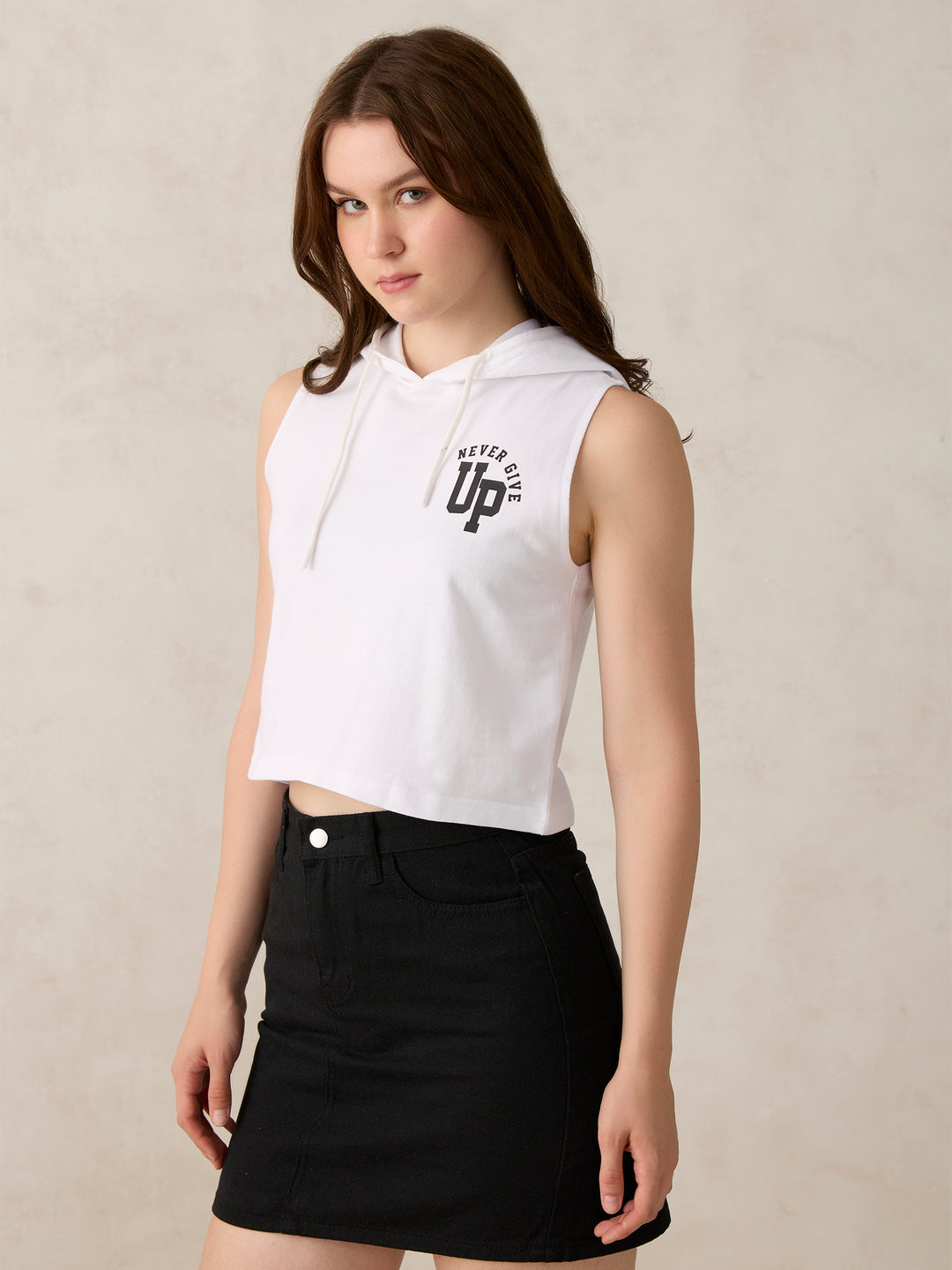 White Sleeveless Boxy T-Shirt
