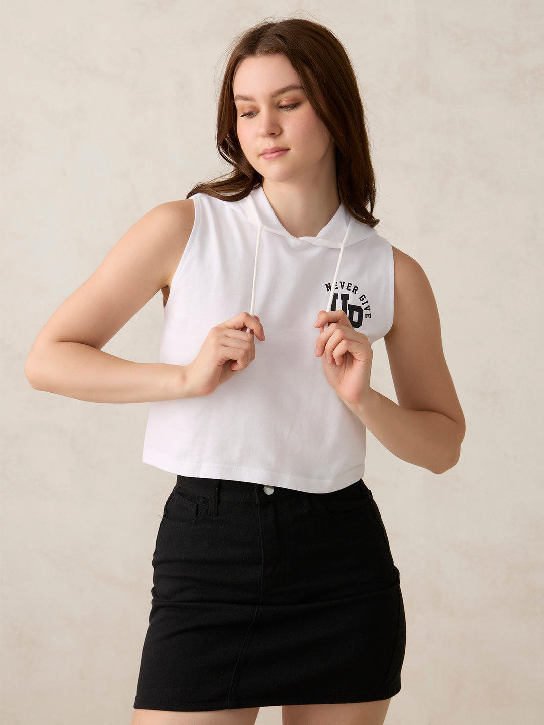 White Sleeveless Boxy T-Shirt