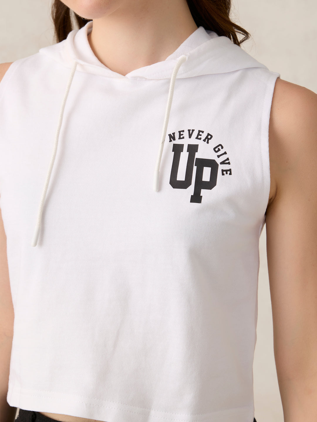 White Sleeveless Boxy T-Shirt