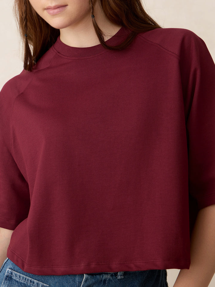 Wine Oversized Solid Sweatshirt