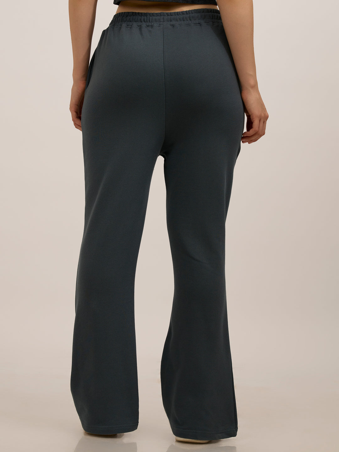 Grey Solid Pintuck Sweatpants