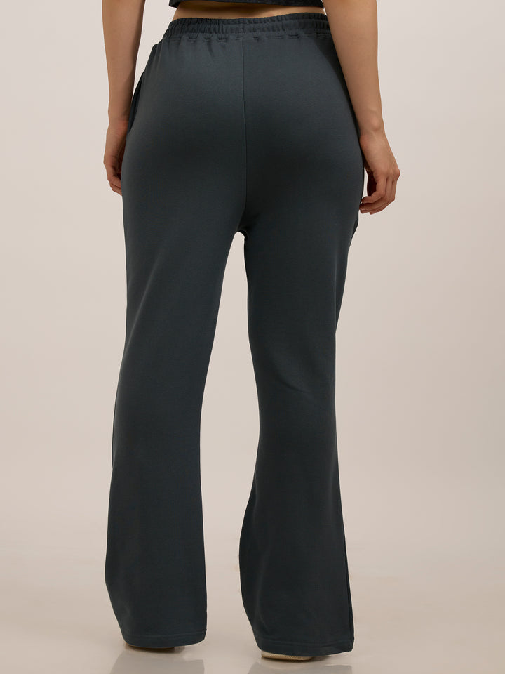 Grey Solid Pintuck Sweatpants