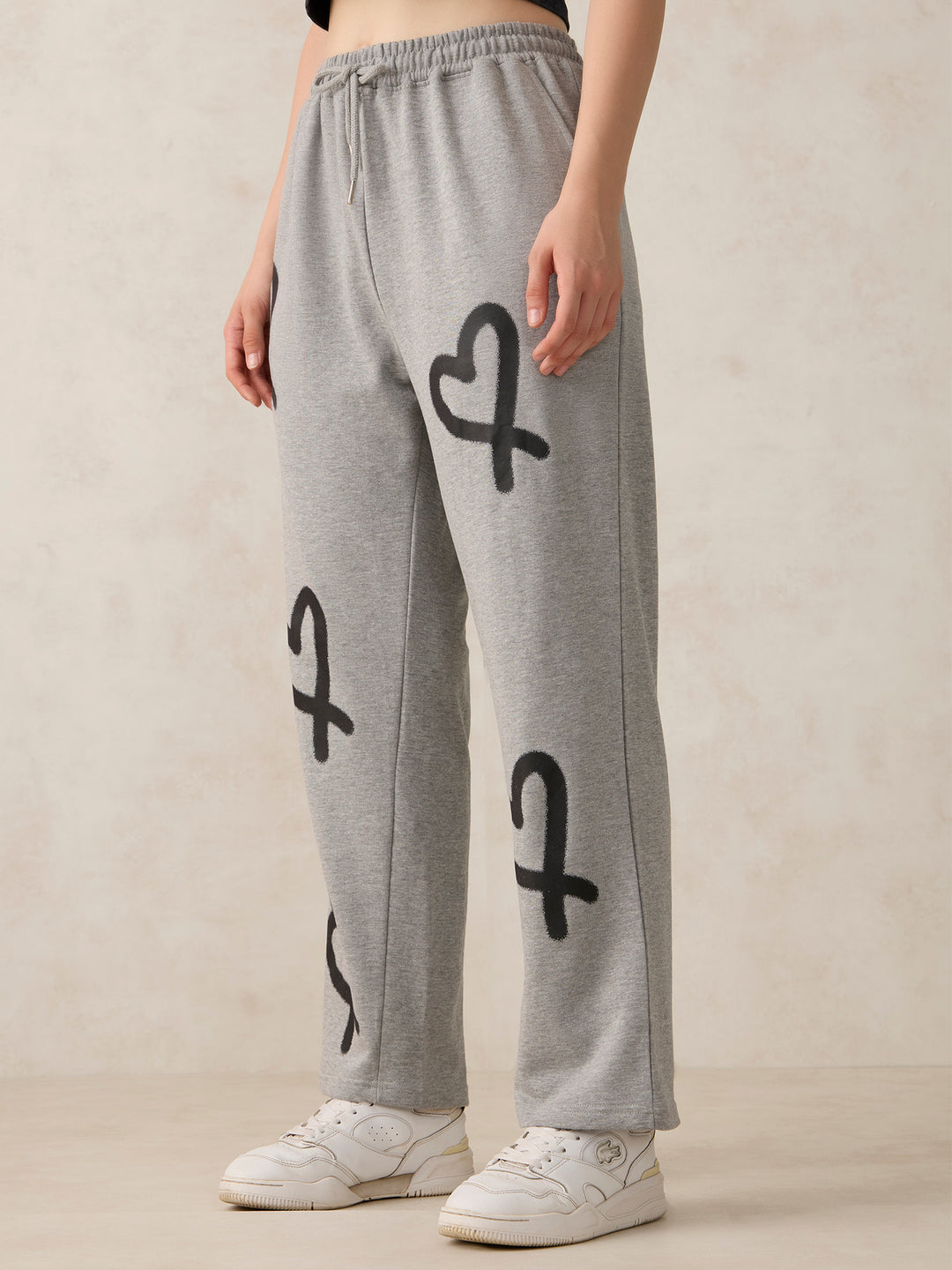 Grey Heart Printed Joggers