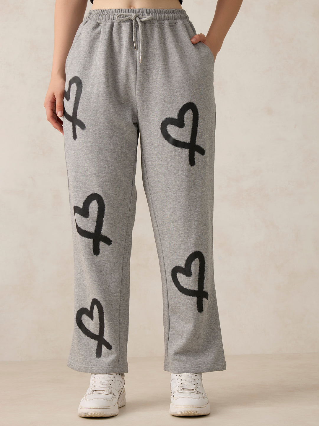 Grey Heart Printed Joggers