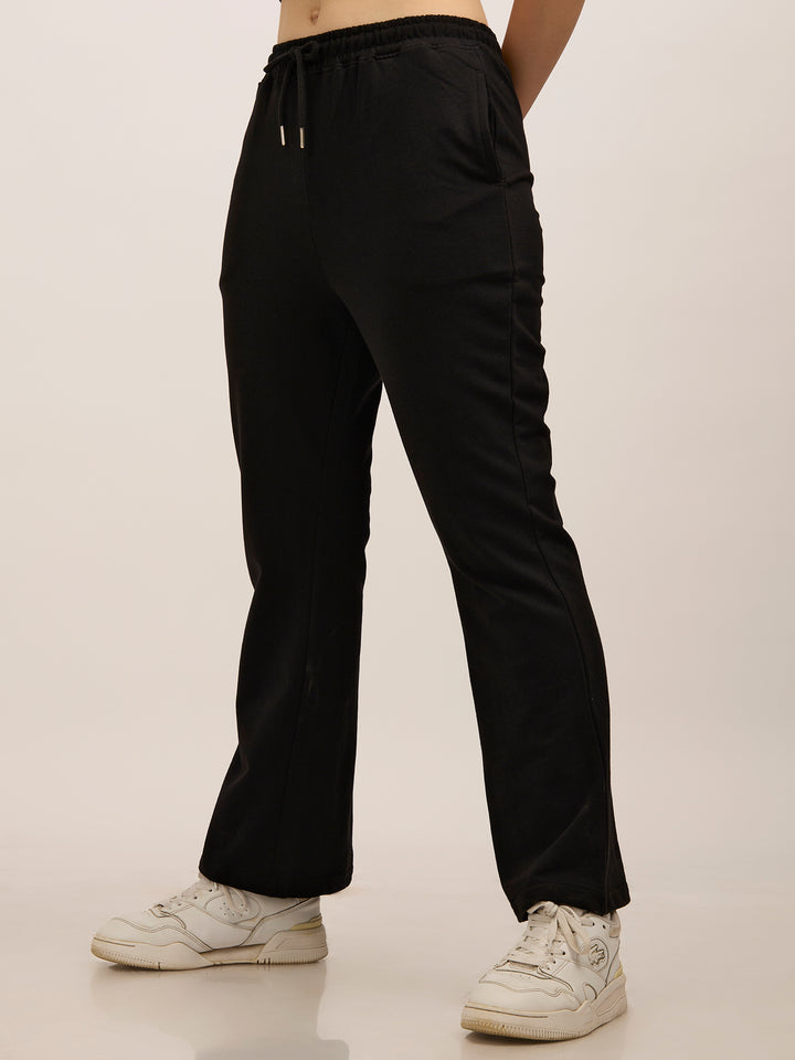 Black Basic Solid Flared Sweatpants