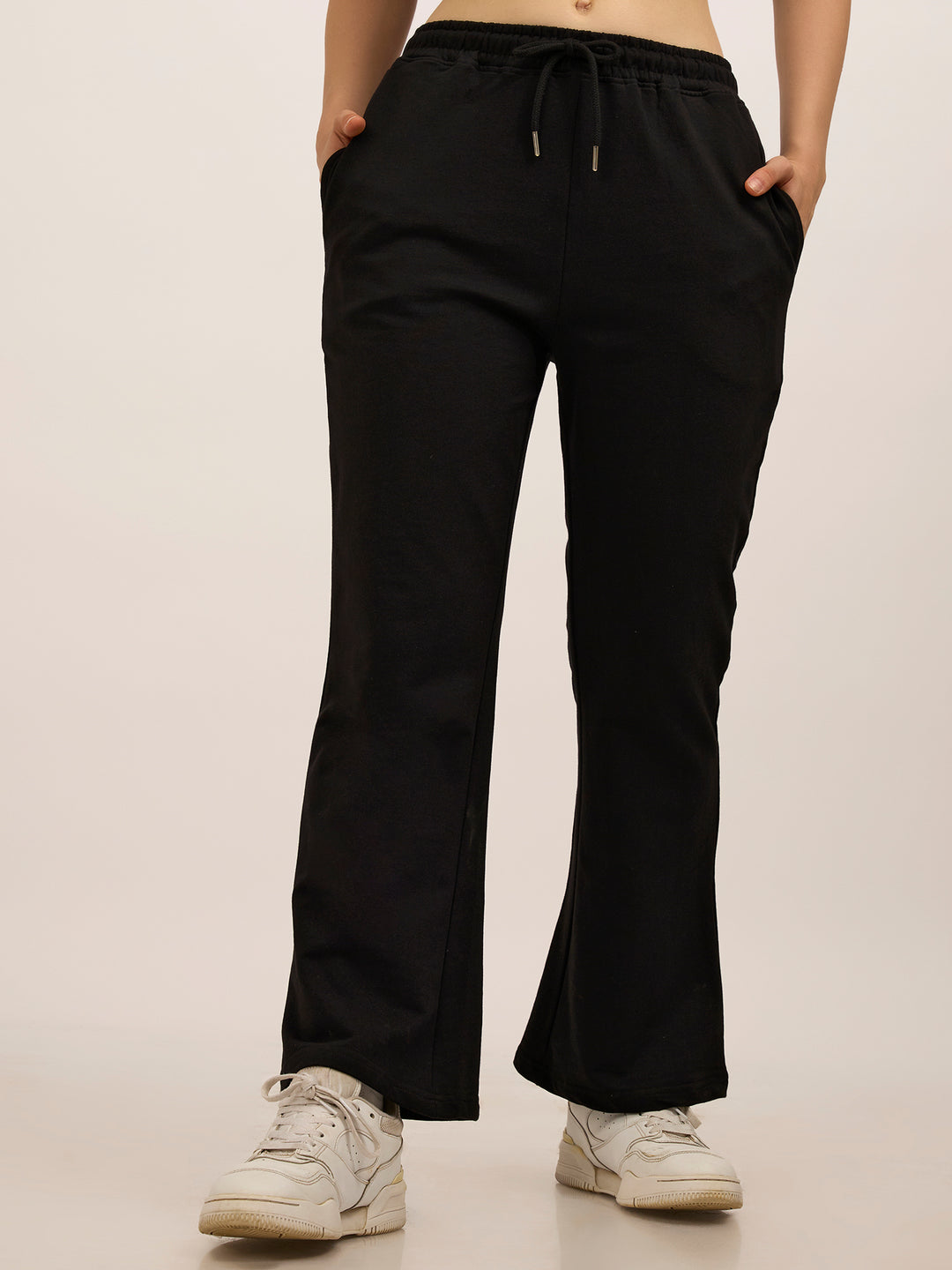 Black Basic Solid Flared Sweatpants