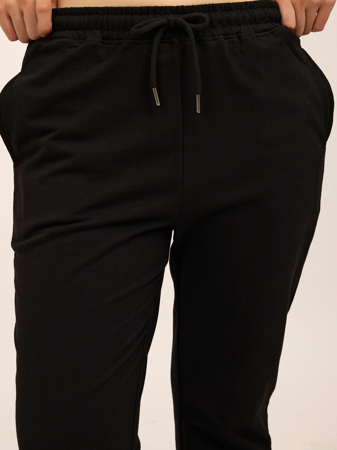 Black Basic Solid Flared Sweatpants
