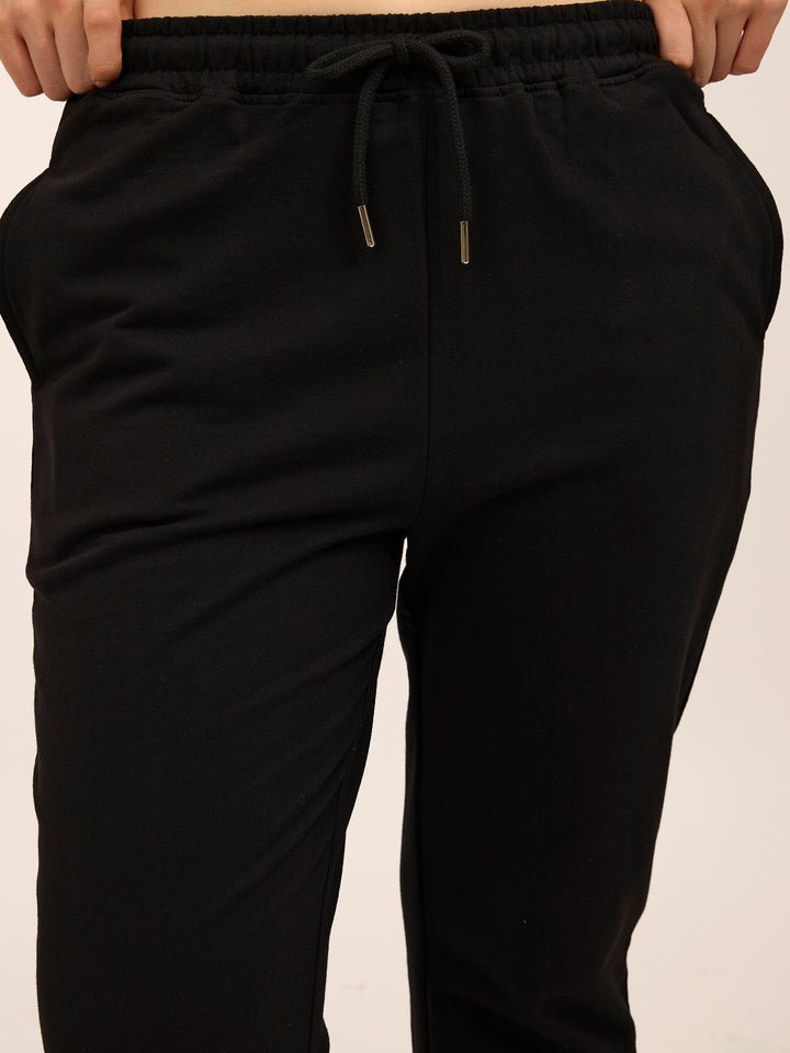 Black Basic Solid Flared Sweatpants