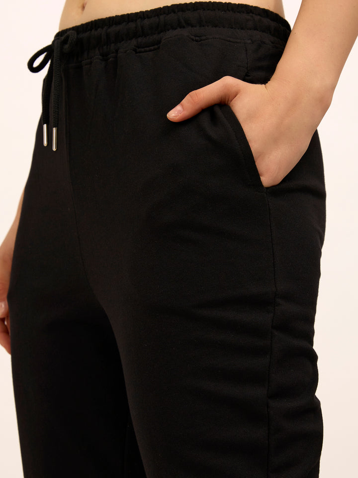 Black Basic Solid Flared Sweatpants