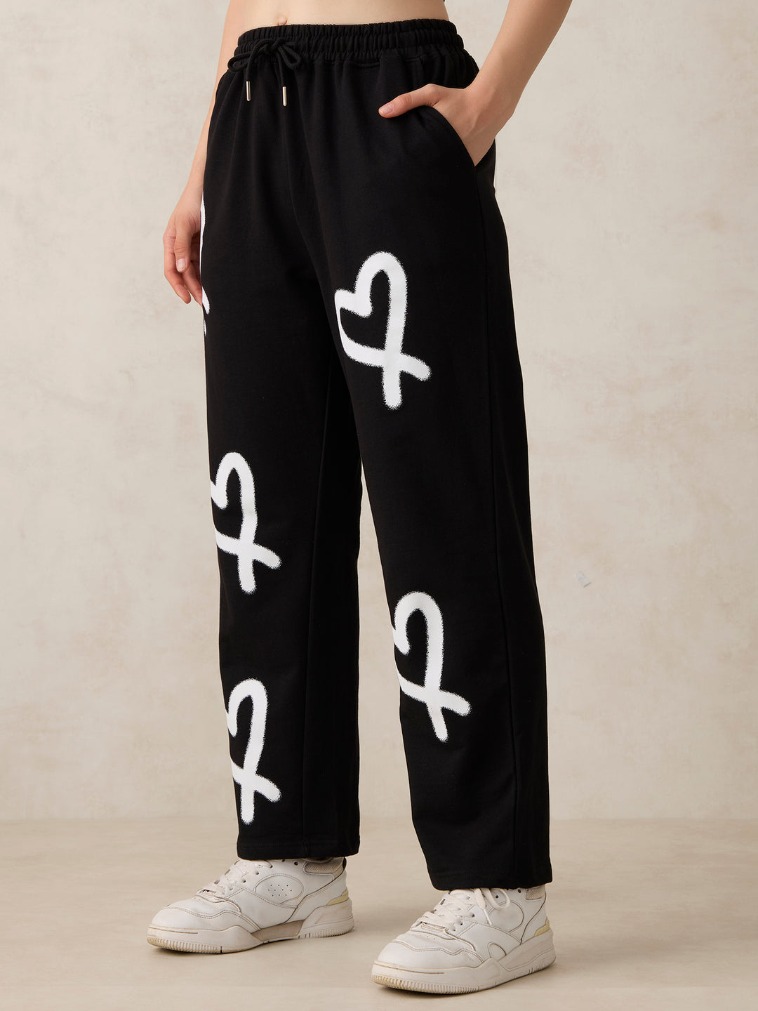Black Heart Printed Joggers