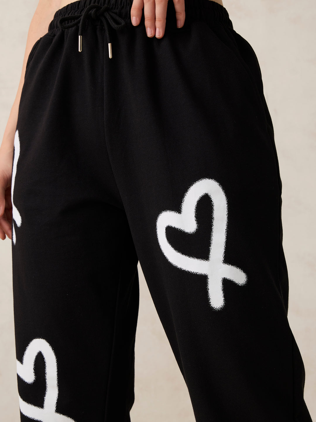 Black Heart Printed Joggers