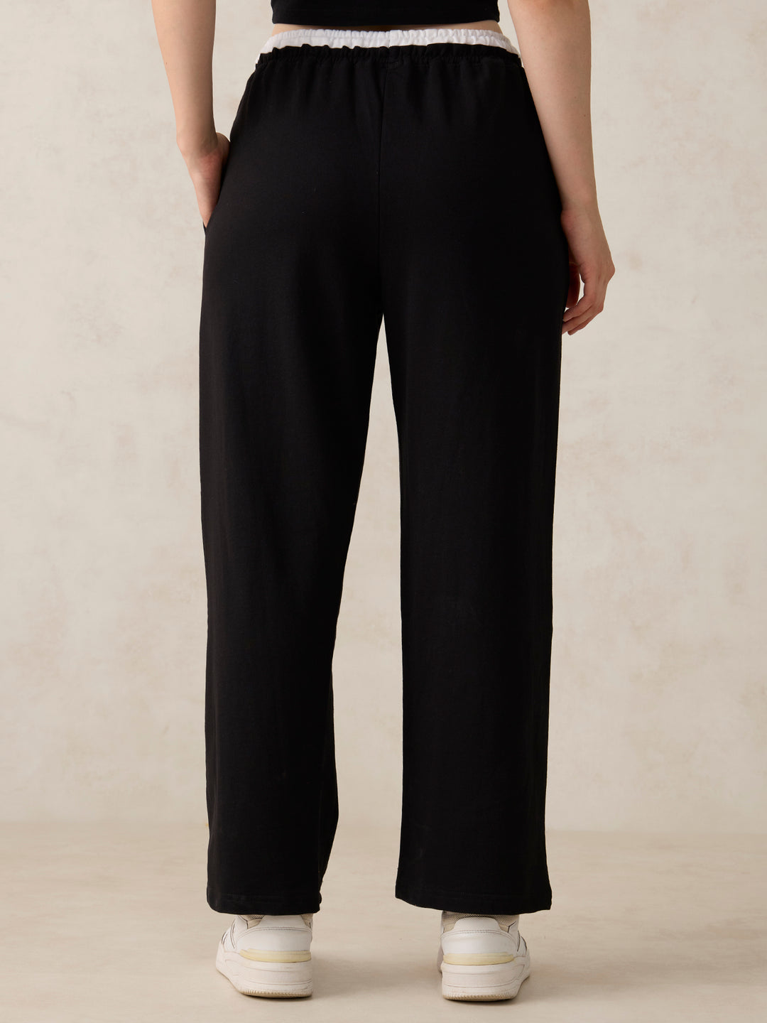 Black Dual Toned Waistband Sweatpants