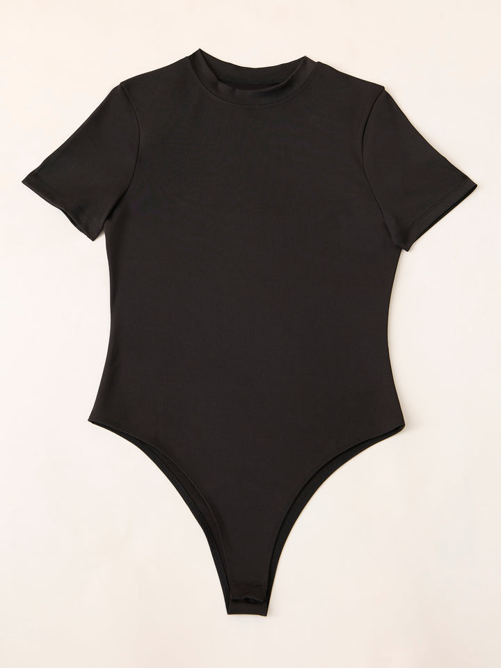 Black Basic Solid Bodysuit