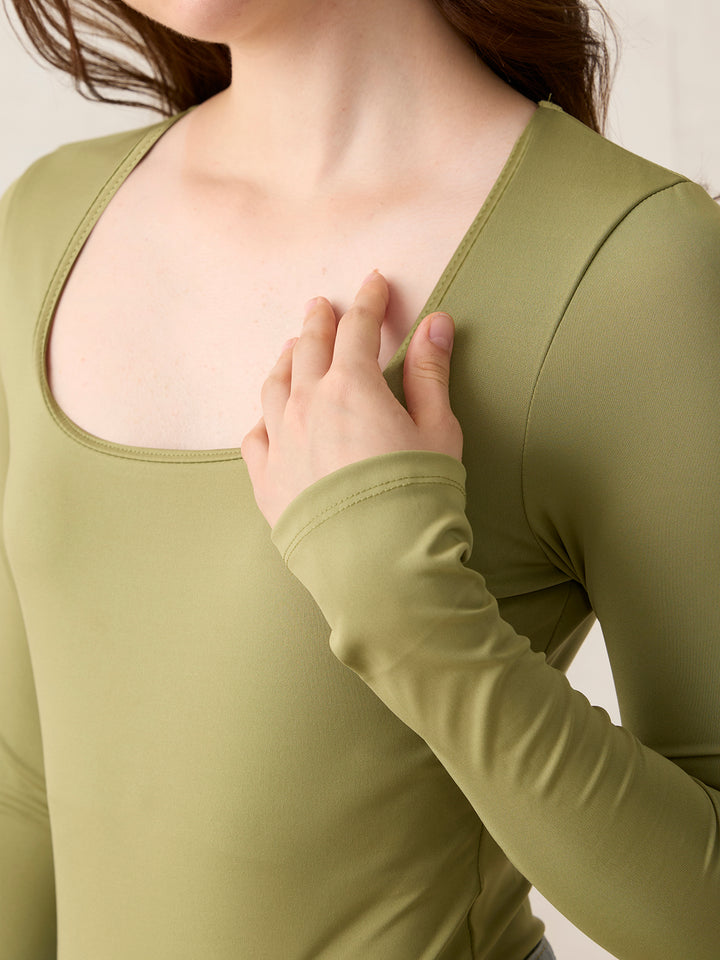 Olive Basic Square Neck Bodysuit
