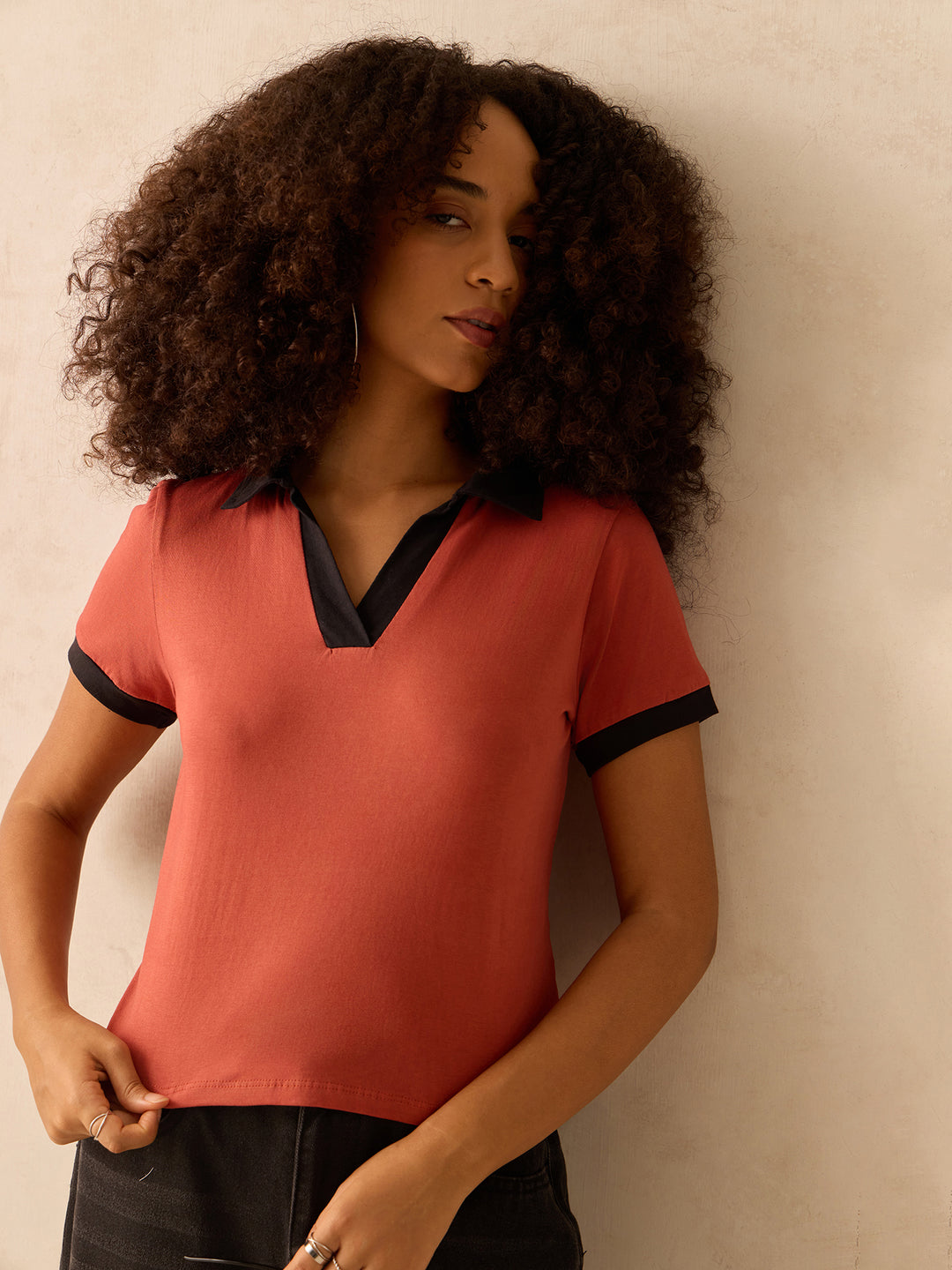 Rust Contrast Binding Top