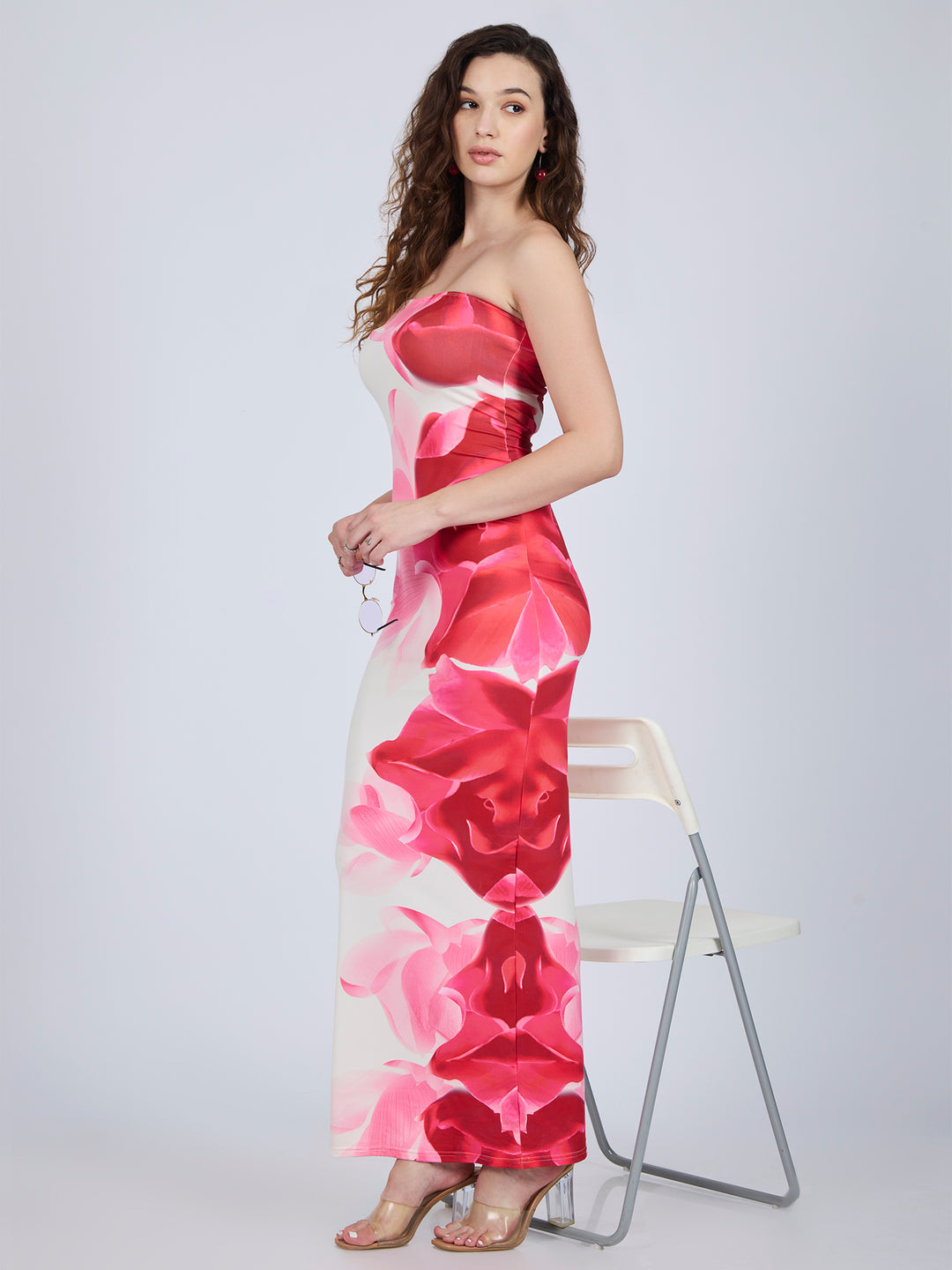 White Floral Printed Maxi Dress