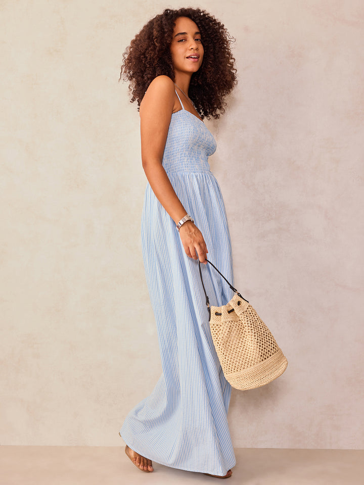 Blue Noodle Strap Fit & Flare Dress