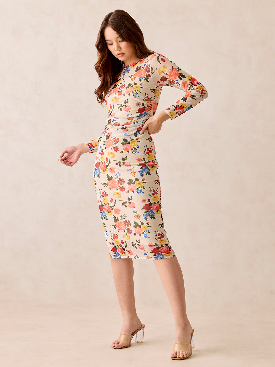 Multi Full Sleeve Bodycon Dress
