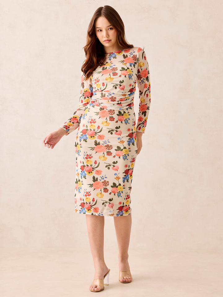 Multi Full Sleeve Bodycon Dress