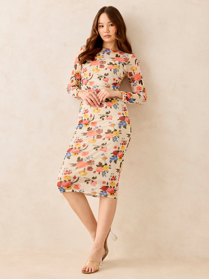 Multi Full Sleeve Bodycon Dress