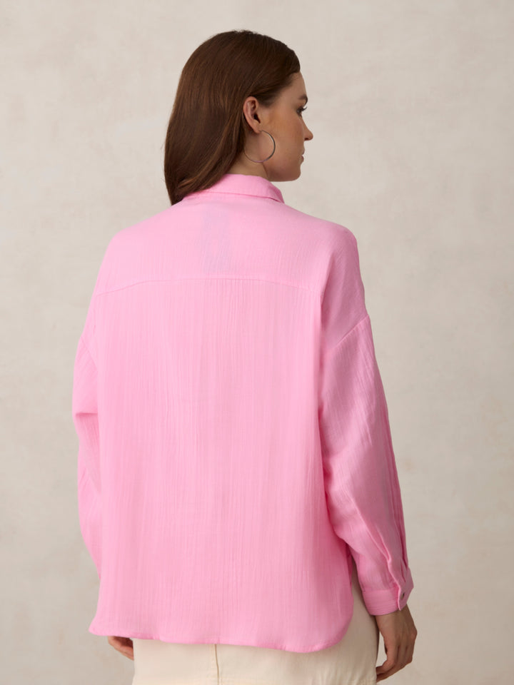 Lilac Double Pocket Oversized Boxy Shirt